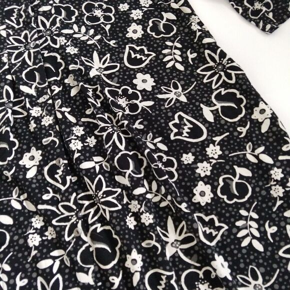J Jill Floral Pima Cotton Blend A Line Shirt Dress Size S Black White Jersey - Picture 4 of 8